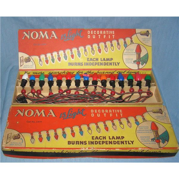 Box of antique Noma electric Christmas lights