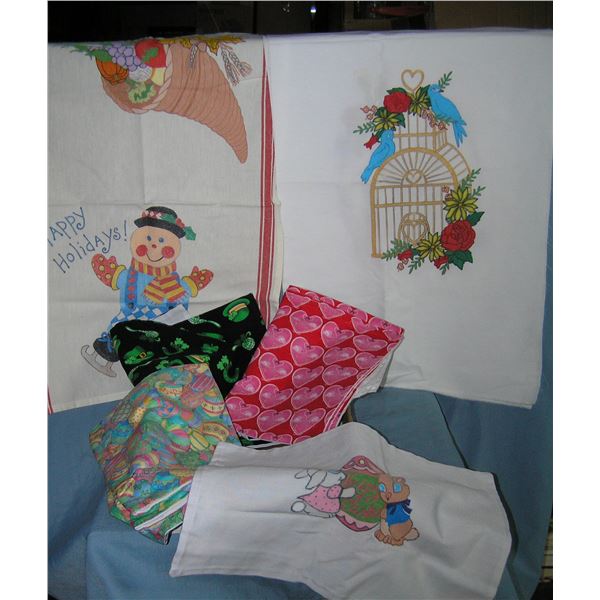 Nice box full of holiday linens includes Christmas and more