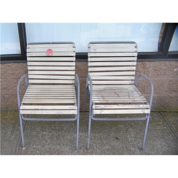 Pair of 1950's lawn chairs all cast aluminum