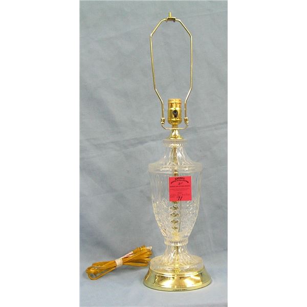 Modern crystal and brass table lamp