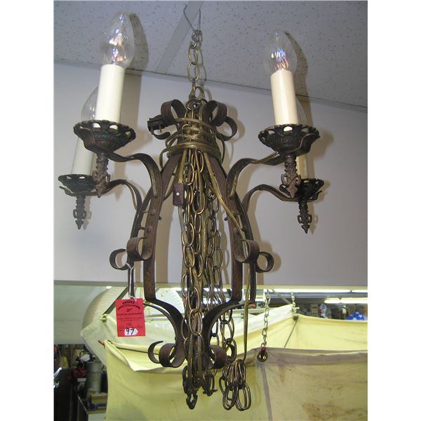 Antique brass and wrought iron chandelier