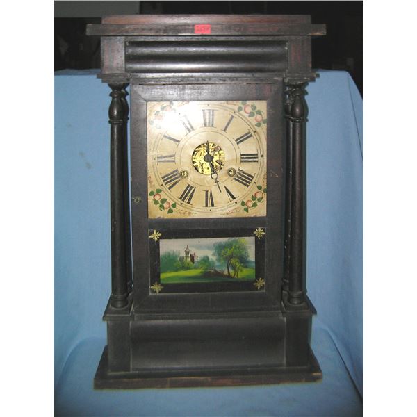 Antique Joseph L Smith reverse painted shelf clock