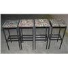 Image 1 : Set of 4 high quality all metal stools with upholstered seats