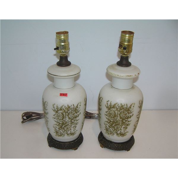 Pair of antique gold gild decorated table lamps