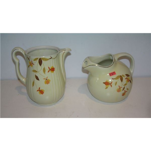 Pair of early leaf decorated pitchers by Hall's China