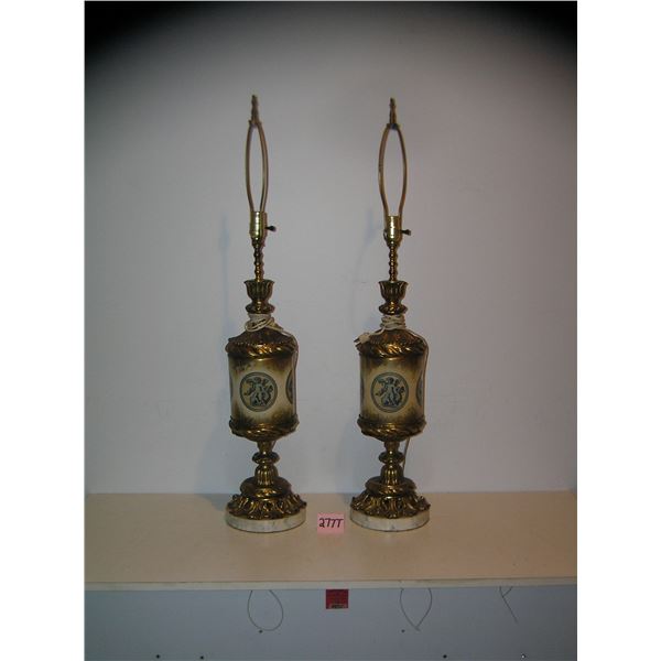 Pair of great early antique table lamps