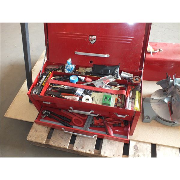 Red Metal Tool Box w/ Tools