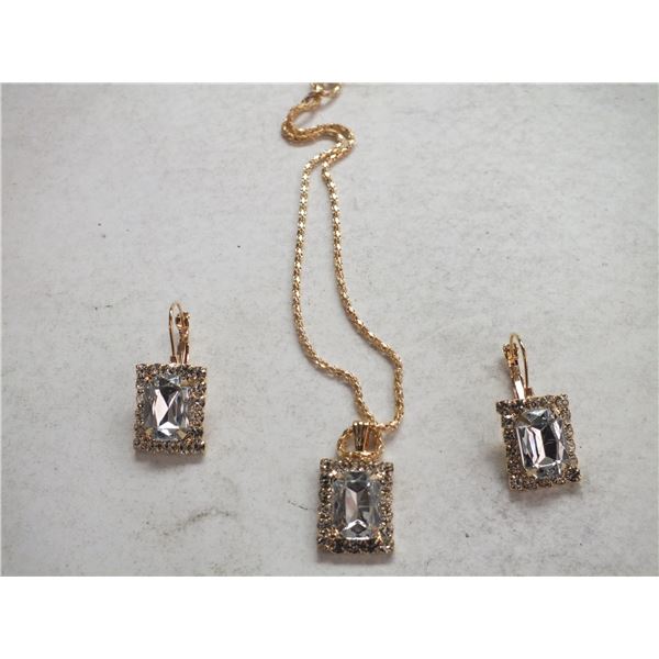 Gold Colored Necklace & Earrings