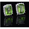 Image 1 : PAIR OF 14K WHITE GOLD PERIDOT & DIAMOND EARRINGS.