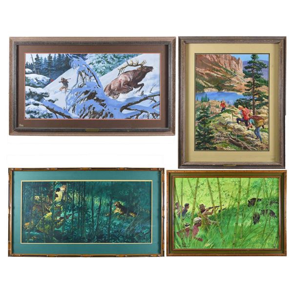 COLLECTION OF 4 WALTER BAUMHOFER HUNTING & OUTDOOR