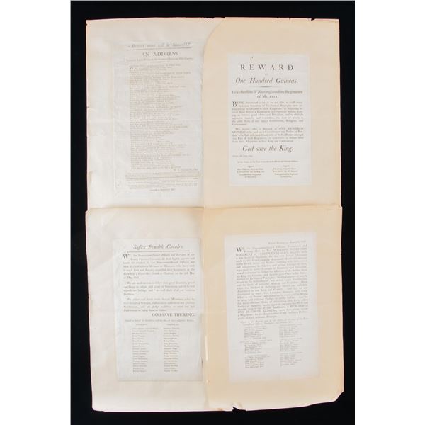 4 BRITISH NAPOLEONIC ERA BROADSIDES OR HAND BILLS.