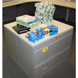 3' --2 Drawer Lateral Filing Cabinet W/Misc Items includes items on top