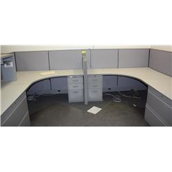 4 Cubical 8 Station Office Dividers Includes tops and cabinets