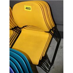 Lot of 6 Yellow Plastic Stackable Chairs