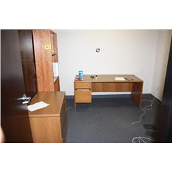 Wood Office Desk, Book Shelf, Wood File Cabinet