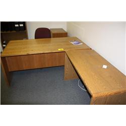 Wood Desk, Side Desk, Chair, Filling Cabinet