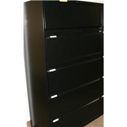 5 Drawer Black Lateral File Cabinet
