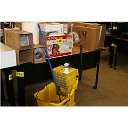Lot of Cleaning Supplies & Mop Bucket
