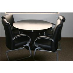 Round Table W/Four  Leather Side Chairs