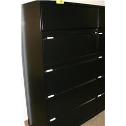 5 Drawer Black Lateral File Cabinet