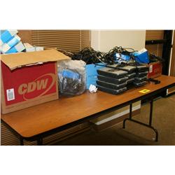 Table Lot  of Headsets & Tape Players