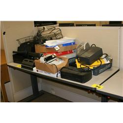Table Lot of Office Supplies