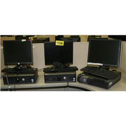 Lot of 3 Dell Optiplex  P4 Computers W/LCD