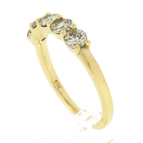 NEW 18k Gold .92 ctw Round Low Profile Light Brown Diamond 5 Stone Stack Band Ri