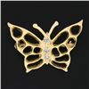 Image 2 : 14k Gold 0.09 ctw Diamond Polished Butterfly w/ Open Work Wings Brooch Pin Penda