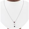 Image 1 : 18k White Gold 1.38 ctw Round Prong Ruby Diamond Sapphire Bar Pendant & 14k Chai