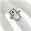 Image 3 : Antique Art Deco 14K White Gold Carved Shell Cameo Diamond Open Filigree Ring