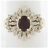 Image 1 : 14k Yellow Gold 2.52 ctw Oval Ruby w/ Round Brilliant Diamond Halo Cocktail Ring