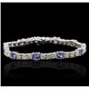 Image 3 : 14KT White Gold 5.20 ctw Tanzanite and Diamond Bracelet