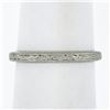 Image 5 : Antique 18K White Gold 2.3mm Crisp Scroll Work Eternity Stackable Band Ring