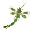 Image 3 : Vintage 10K Yellow Gold Cabochon Jade Open Work Dragonfly Large Pin Brooch