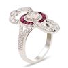 Image 3 : 0.28 ctw Diamond and 0.82 ctw Ruby Platinum Ring (1.13 ctw Diamonds)