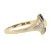 Image 4 : Vintage Retro 10K Gold Palladium .03 ctw Diamond & Sapphire Open Work Buckle Rin