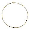 Image 3 : Vintage 18k Gold 4.8mm Pearl & Blue Enamel Bead on Textured Wheat Chain Necklace