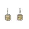 Image 1 : 16.70 ct. EGL USA Fancy Light Yellow Diamond Dangle Earrings - 18KT White and Ye