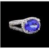 3.77 ctw Tanzanite and Diamond Ring - 14KT White Gold