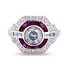 Image 1 : 1.63 ctw Diamond and 0.85 ctw Ruby Platinum Ring