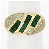 Image 1 : 18k Gold 1.65 ctw Square Step Cut Emerald w/ Diamond Domed Statement Band Ring