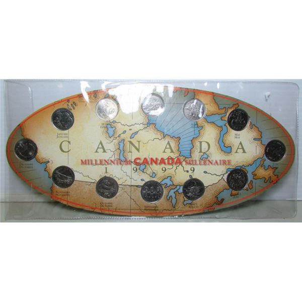 1999 Millennium Quarter Set In Collector Card - 12 Coins