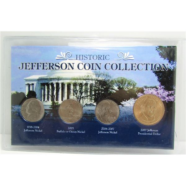Historic Jefferson Coin Collection - Nickel - Dollar - 4 Coins