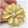 Image 1 : Gold Plated Sterling Silver & Diamond 3D Flower Ring - Size 5 1/2