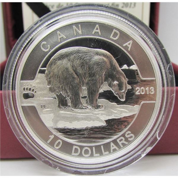 2013 Canada $10 Fine Silver Coin - O Canada Series - Polar Bear - By RCM