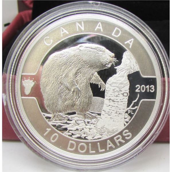 2013 Canada $10 Fine Silver Coin - O Canada Series - Beaver - By RCM