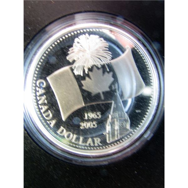 2005 Canada Proof Silver Dollar Coin By RCM - 40 Years Of The Canadian Flag