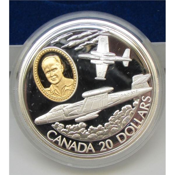 1996 Sterling Silver Commemorative Coin By Royal Canadian Mint - The Avro Canada CF-100 Canuck