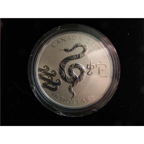 2013 Canada $10 Fine Silver Coin - Year Of The Snake By RCM